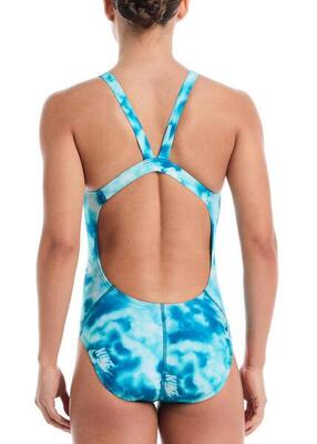 Costume intero donna Nike Hydrastrong Multi Print Fastback Turchese sbiadito 38