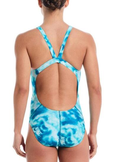 Costume intero donna Nike Hydrastrong Multi Print Fastback Turchese sbiadito 38