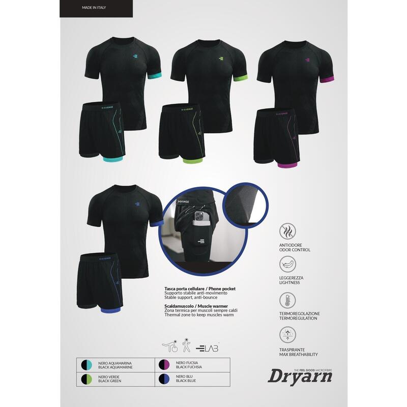 Pantaloni scurți bărbați cu șosetă, negru/fucsia, pentru sală
