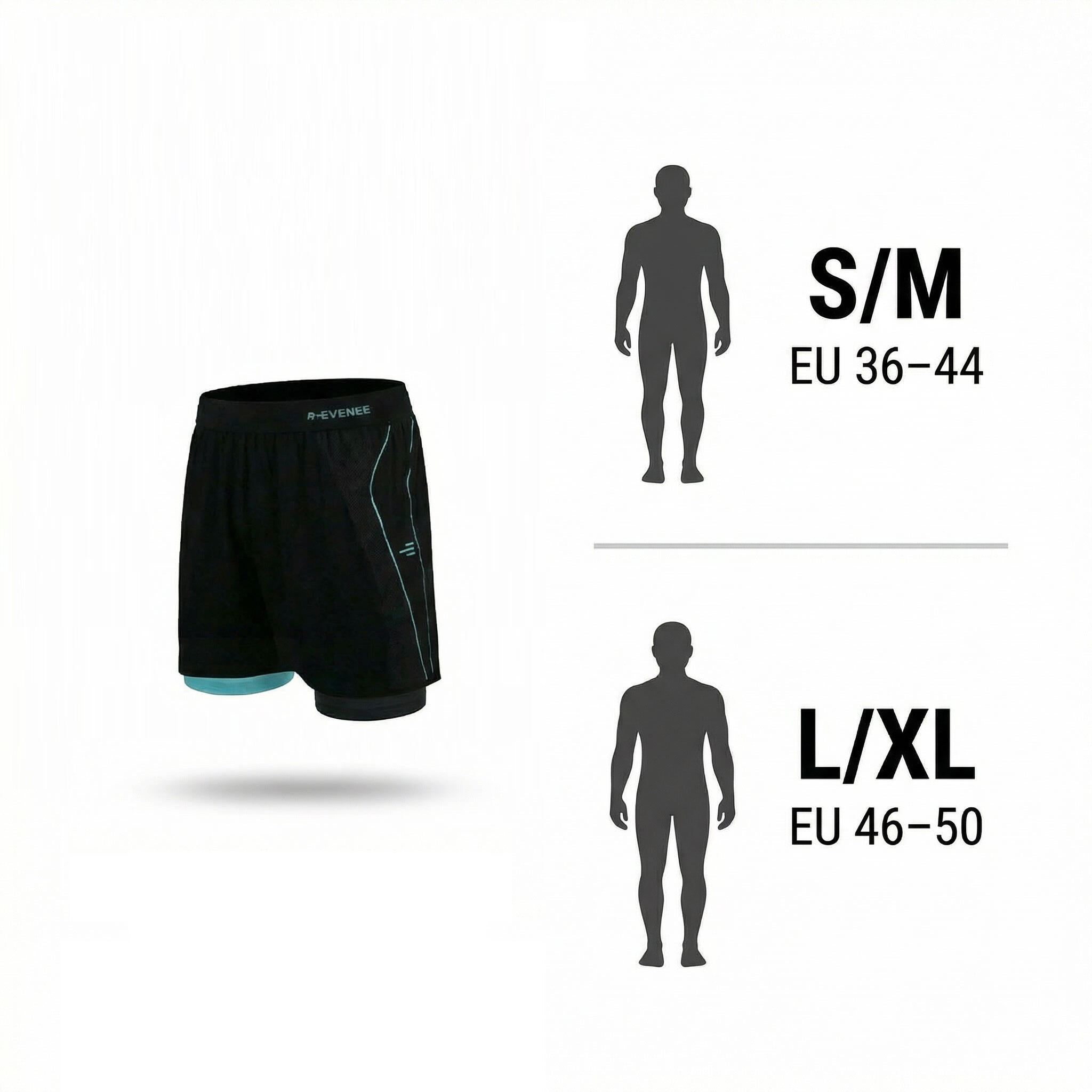 Short uomo con scaldamuscolo, nero/Verde, ideale per il workout in palestra 5/7