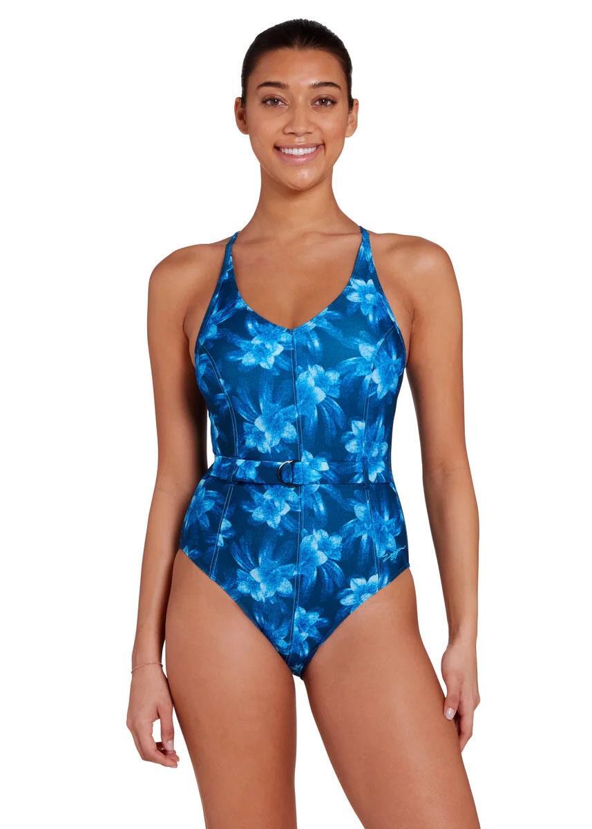 Zoggs Maillot de bain croisé en denim pour femme - Bleu 2/5
