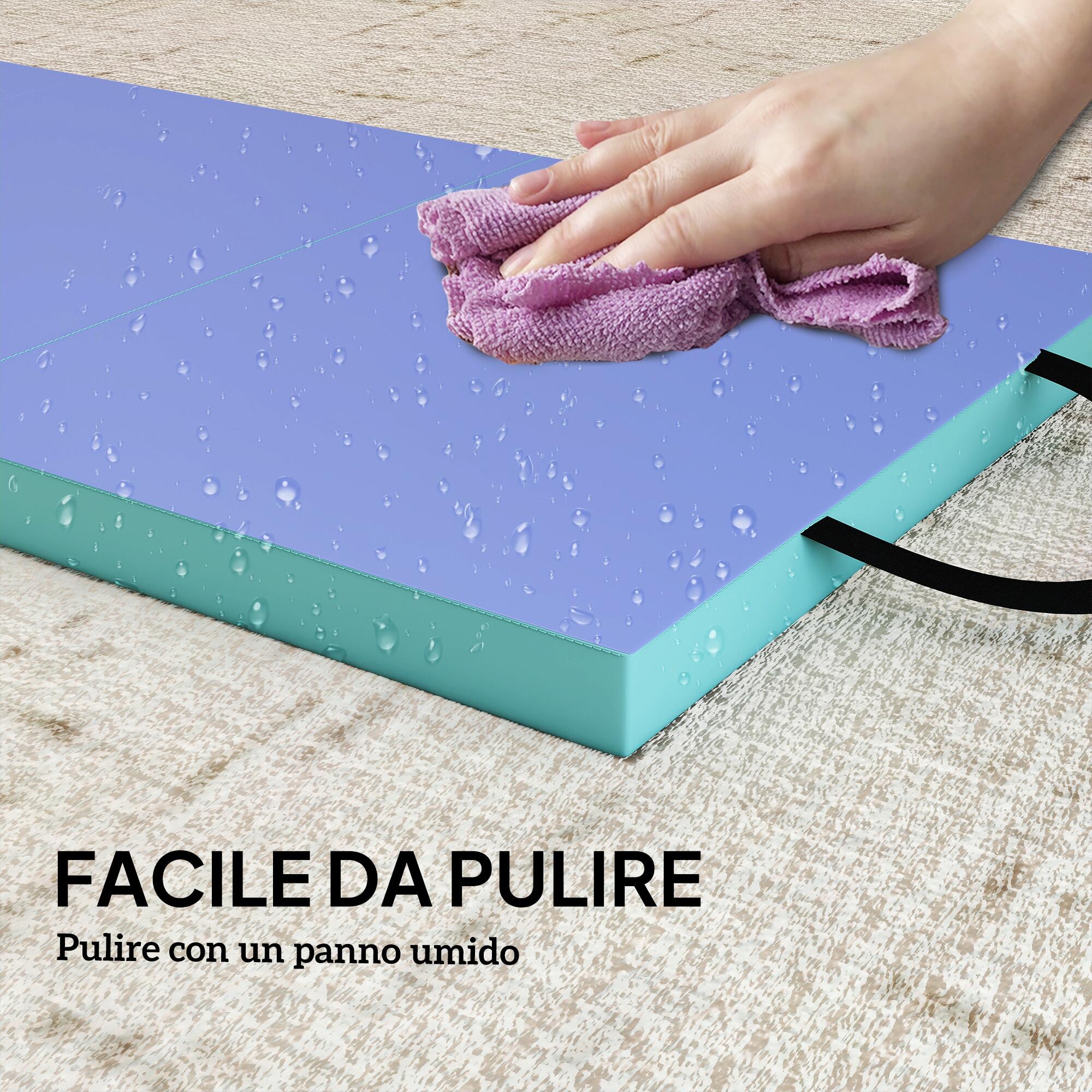 SPORTNOW Tappeto Fitness Pieghevole e Imbottito con 2 Maniglie Verde e Viola 6/7