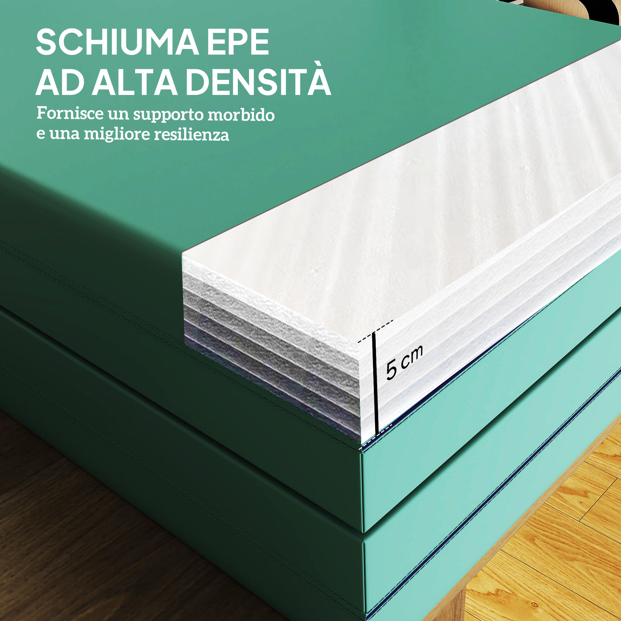SPORTNOW Tappeto Fitness Pieghevole e Imbottito con 2 Maniglie Verde e Viola 4/7