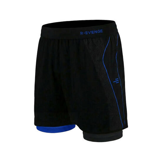 Short uomo con scaldamuscolo nero/Blu ideale per il workout in palestra