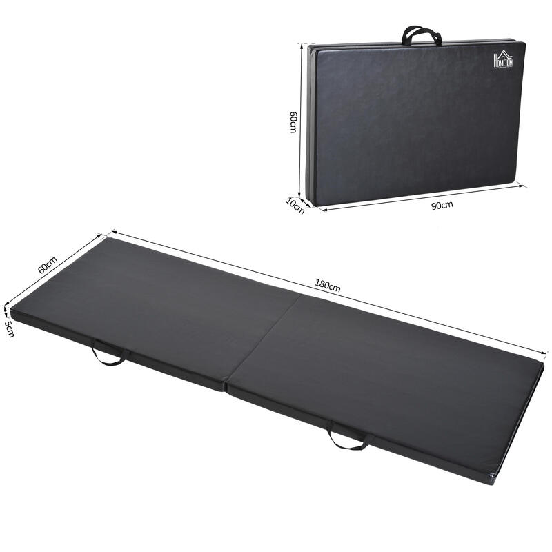Saltea de gimnastică pliabilă antiderapantă HOMCOM 180x60x5cm, neagră