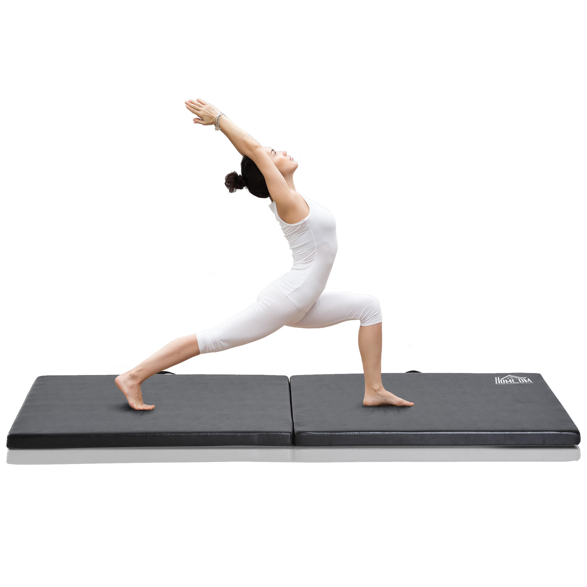 HOMCOM Tappetino da Ginnastica Pieghevole e Antiscivolo 180x60x5 cm Nero 2/7