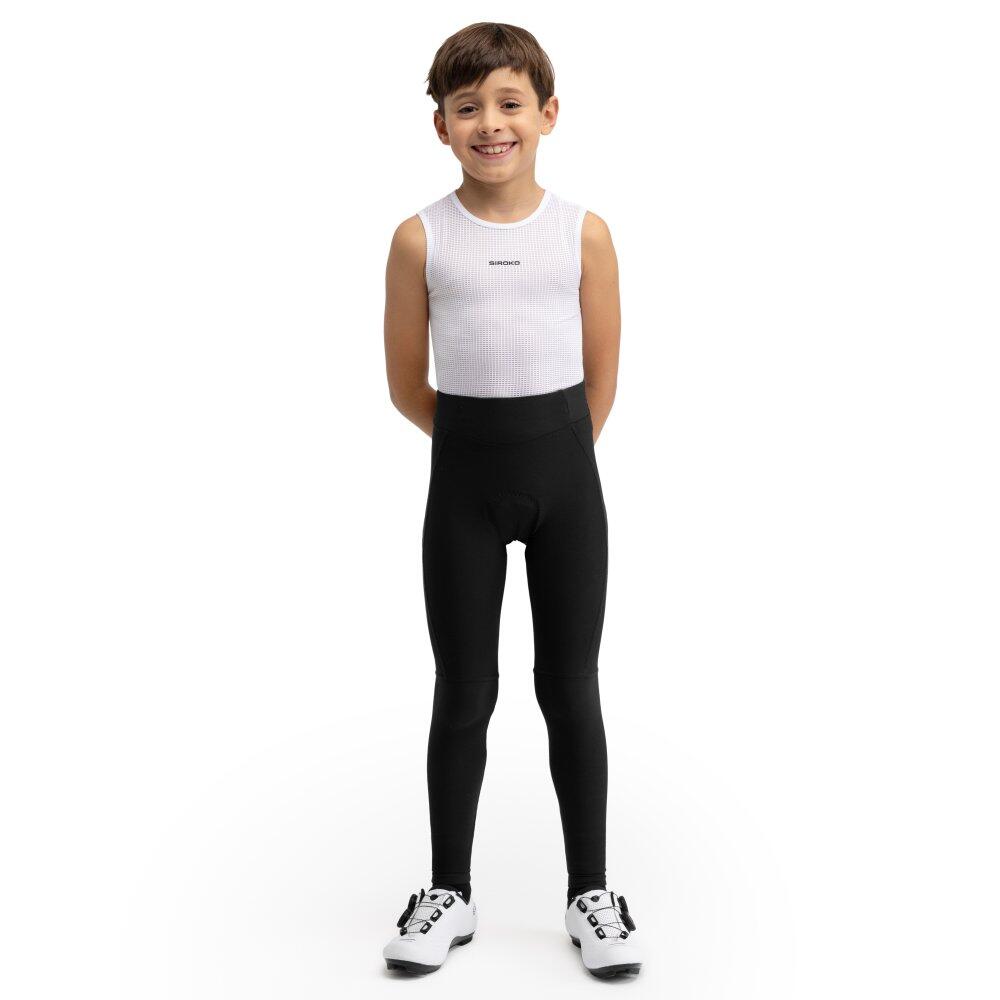 Kids Cycling boys' thermal padded tights K-Core BackFlip Black Black