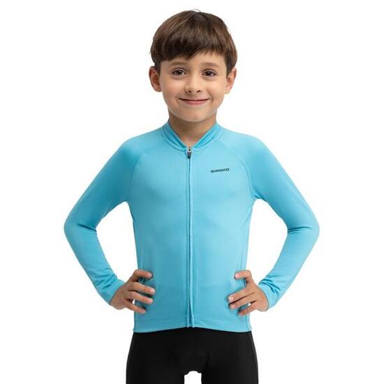 Maillot vélo thermique manches longues garçon Cyclisme Enfants K-Core Whip Blu