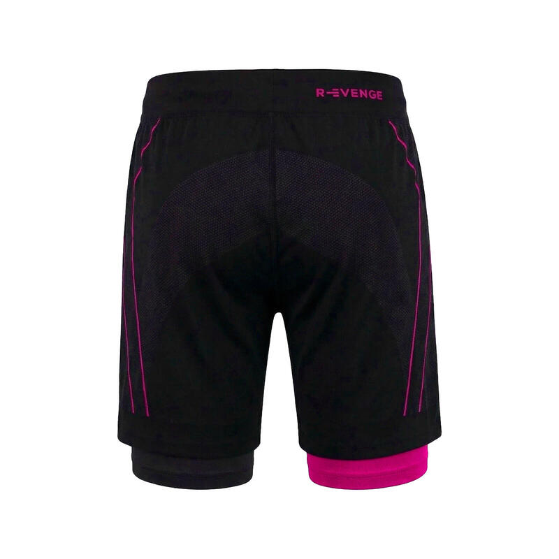 Pantaloni scurți bărbați cu șosetă, negru/fucsia, pentru sală