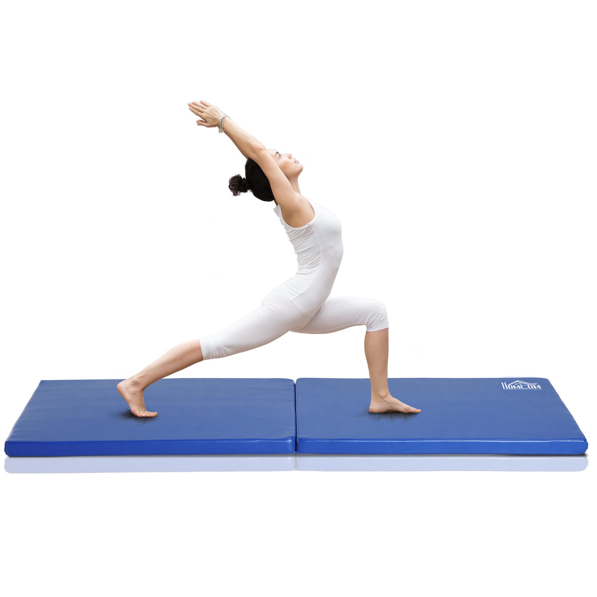 HOMCOM Tappetino da Ginnastica Pieghevole e Antiscivolo 180x60x5 cm Blu 5/7