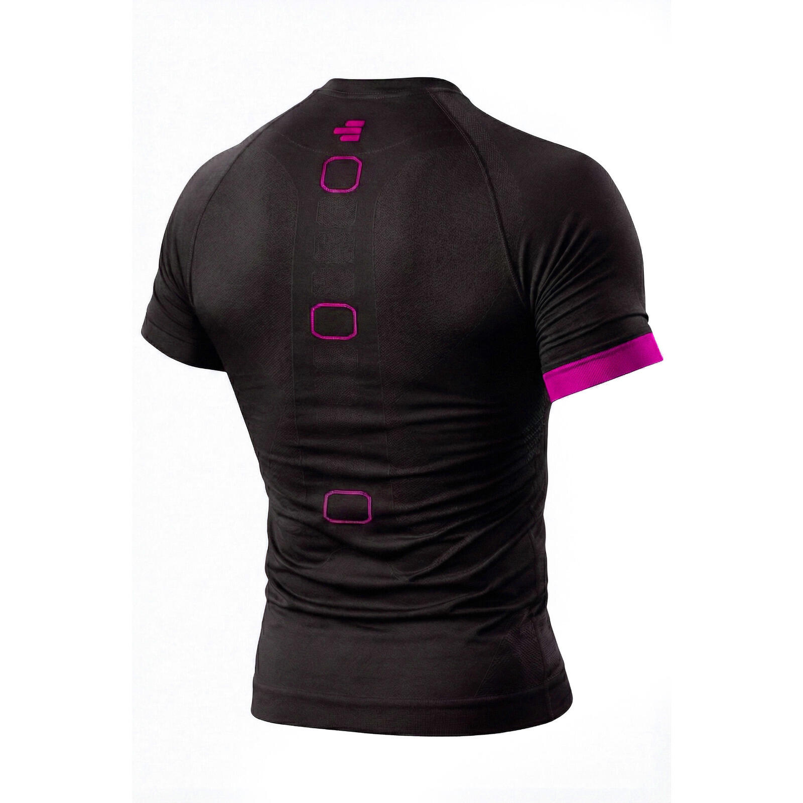 Maillot de compression pour homme, noir/fuchsia, idéal pour l’entraînement. 2/7