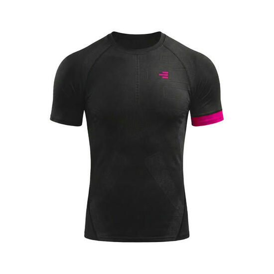Maglia Compression da Uomo Nera/Fucsia ideale per il workout in palestra