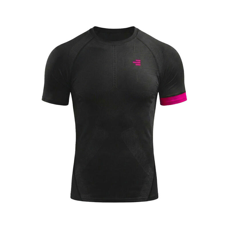 Tricou Compression bărbați, negru/fucsia, pentru sală