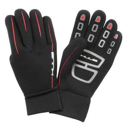 Gants néoprène HUUB pour natation et cyclisme, Noir/Rouge