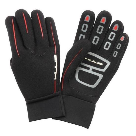 Gants néoprène HUUB pour natation et cyclisme, Noir/Rouge