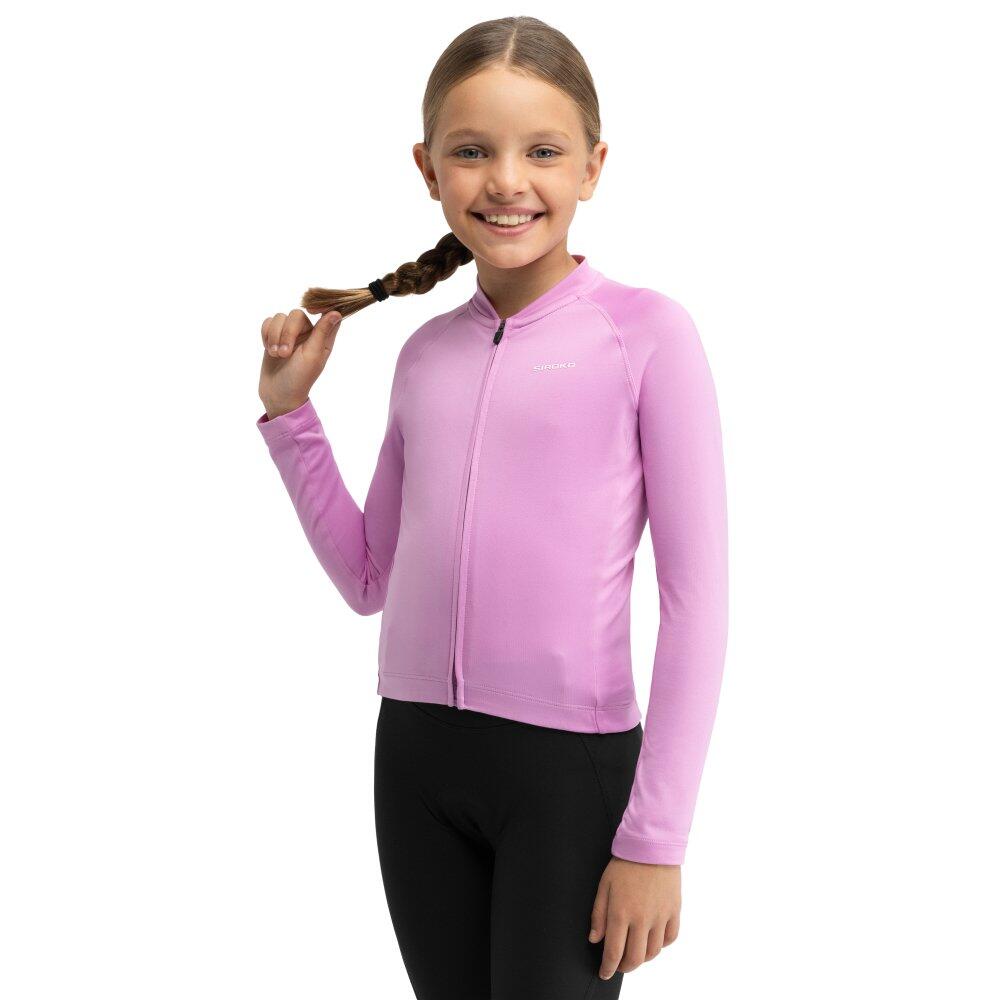Kids Cycling girls' thermal long sleeve jersey K-Core-G Whip Pink Pink