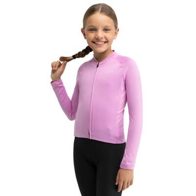 Kinderen fietsen meisjes thermo wielershirt met lange mouwen k-core-g whip pink