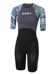 Zone3 Kona Target Combinaison Triathlon Femme Manche Courte Gris/Vert Taille S