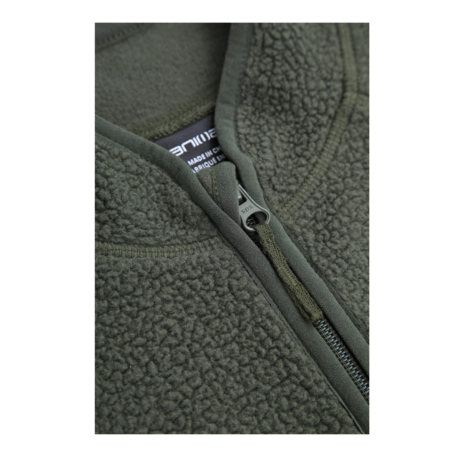 "Borg Raglan" Fleecejacke für , Durchgehender Reißverschluss Kinder Dunkel-Khaki 3/4