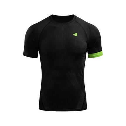 Maillot de compression pour homme, noir/vert, idéal pour l’entraînement.