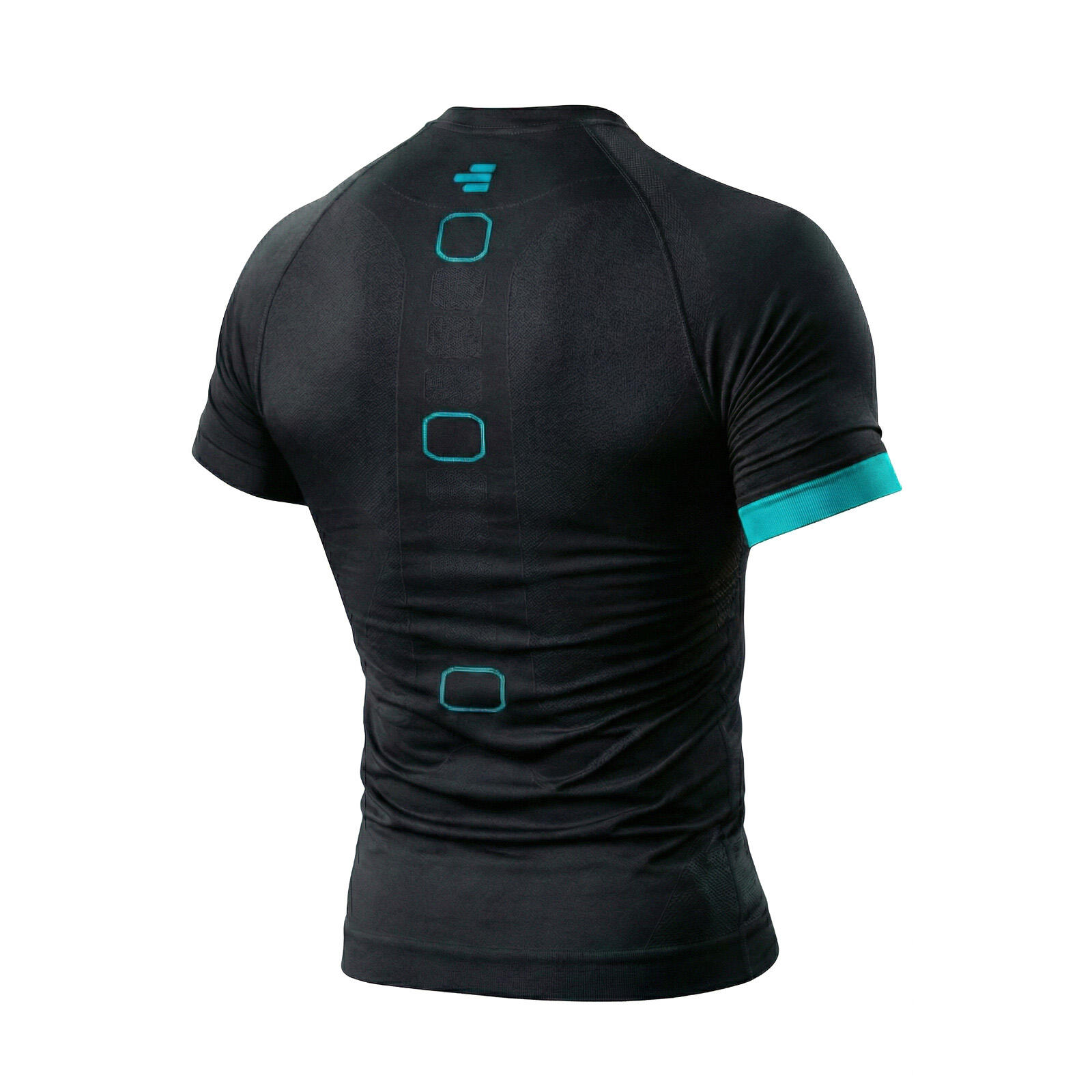 Maillot de compression pour homme, noir/bleu clair, idéal pour l’entraînement 2/7