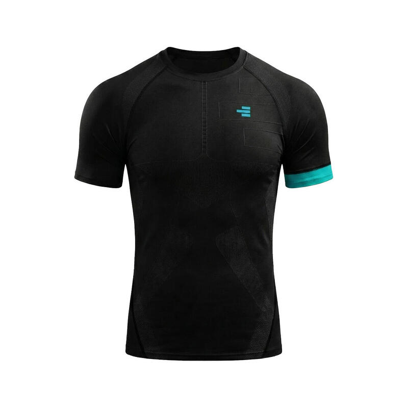 Tricou Compression bărbați, negru/albastru deschis, pentru sală