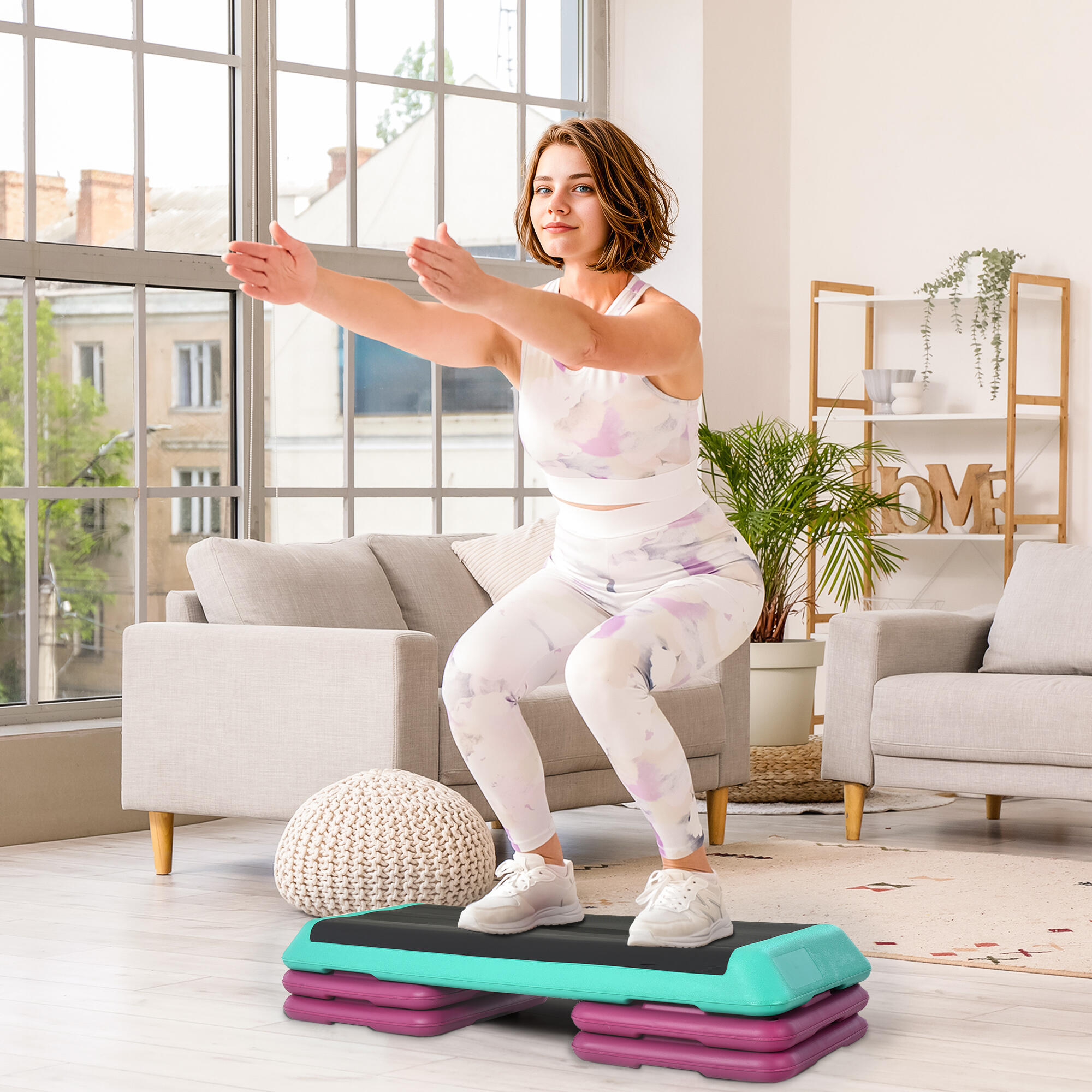 Planche de marche réglable en hauteur, stepper de fitness à 3 niveaux (10/15/20 3/9