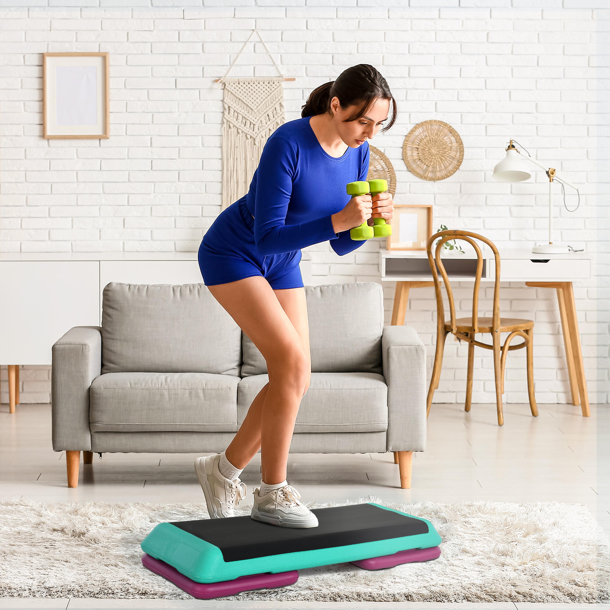 Planche de marche réglable en hauteur, stepper de fitness à 3 niveaux (10/15/20 9/9