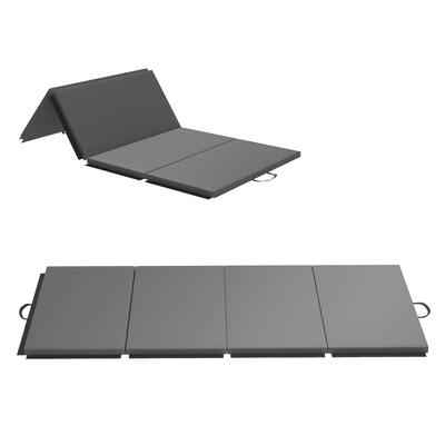 HOMCOM Tappetino da Ginnastica Pieghevole e Antiscivolo 240x120x5 cm Grigio