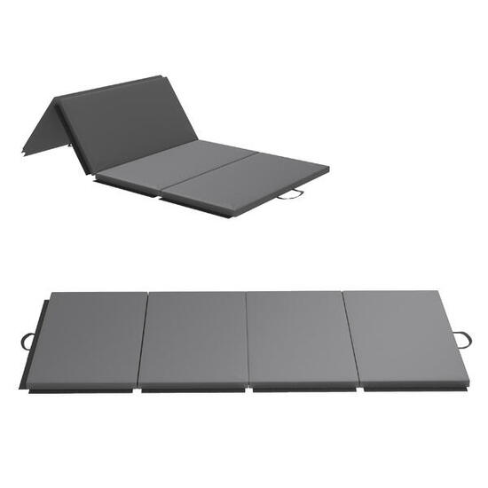 HOMCOM Tappetino da Ginnastica Pieghevole e Antiscivolo 240x120x5 cm Grigio