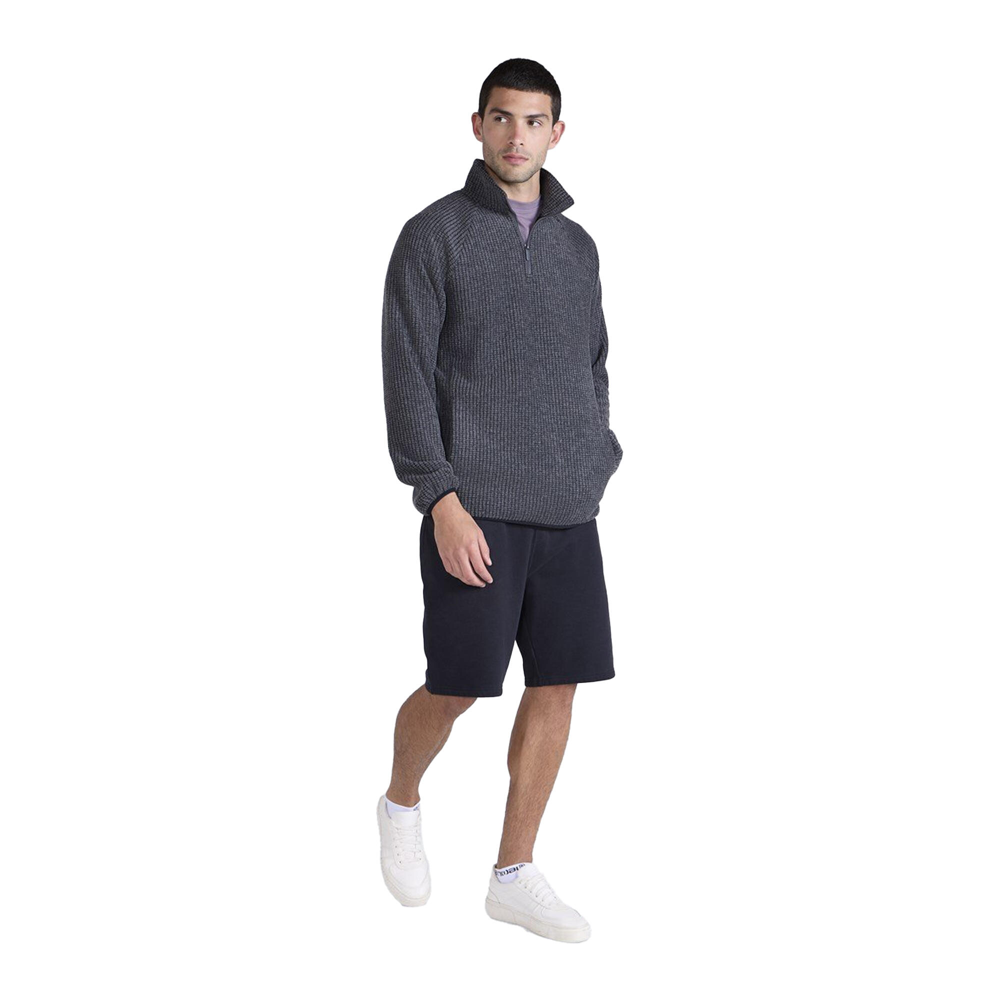 Mens Textured Half Zip Raglan Jumper (Charcoal) 3/3