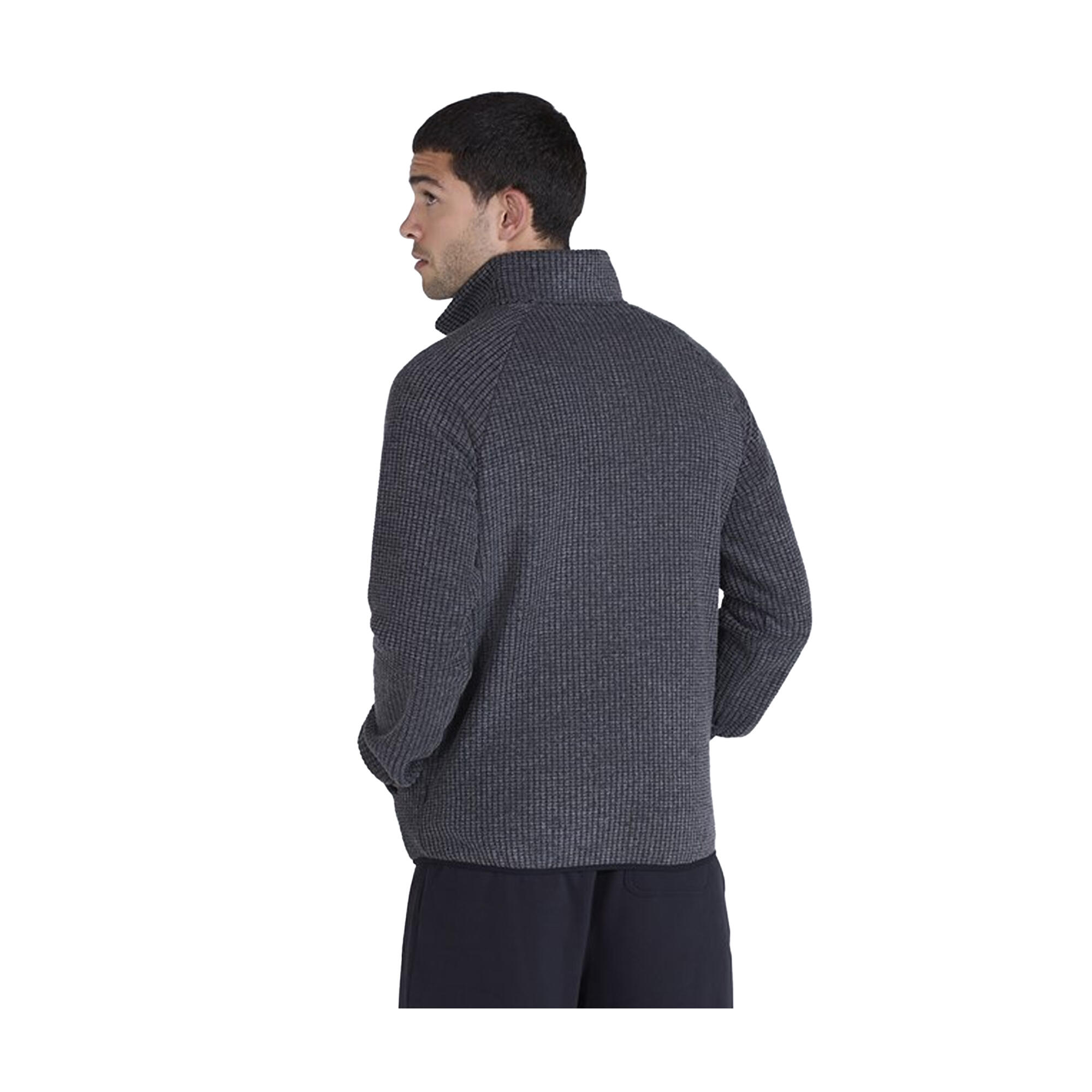 Mens Textured Half Zip Raglan Jumper (Charcoal) 2/3