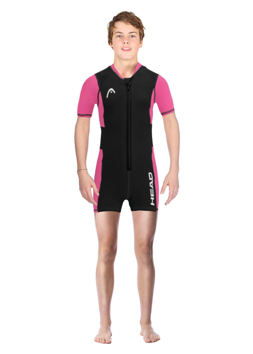 HEAD Junior Light Shorty Neoprenanzug - Schwarz/Rosa, Gr. S 4/5