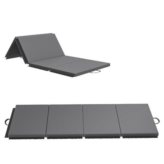 HOMCOM Tappetino da Ginnastica Pieghevole e Antiscivolo 180x80x5 cm Grigio
