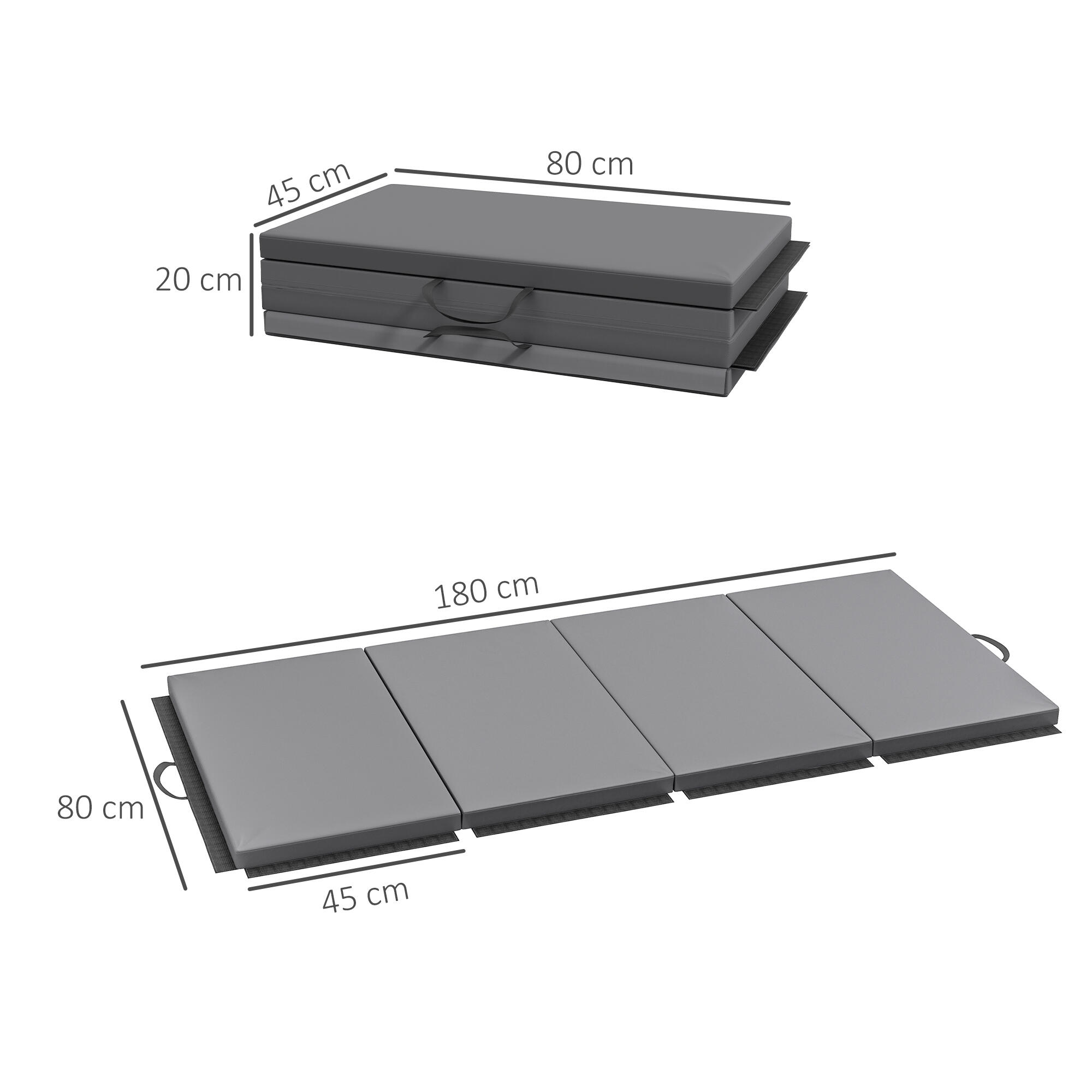HOMCOM Tappetino da Ginnastica Pieghevole e Antiscivolo 180x80x5 cm Grigio 3/7
