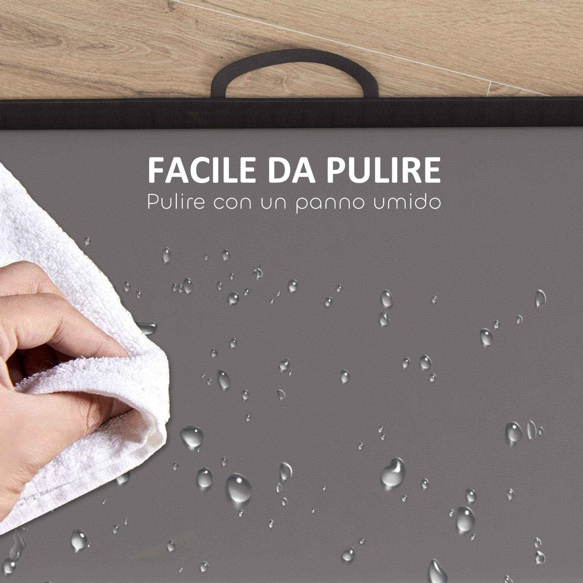 HOMCOM Tappetino da Ginnastica Pieghevole e Antiscivolo 180x80x5 cm Grigio 5/7
