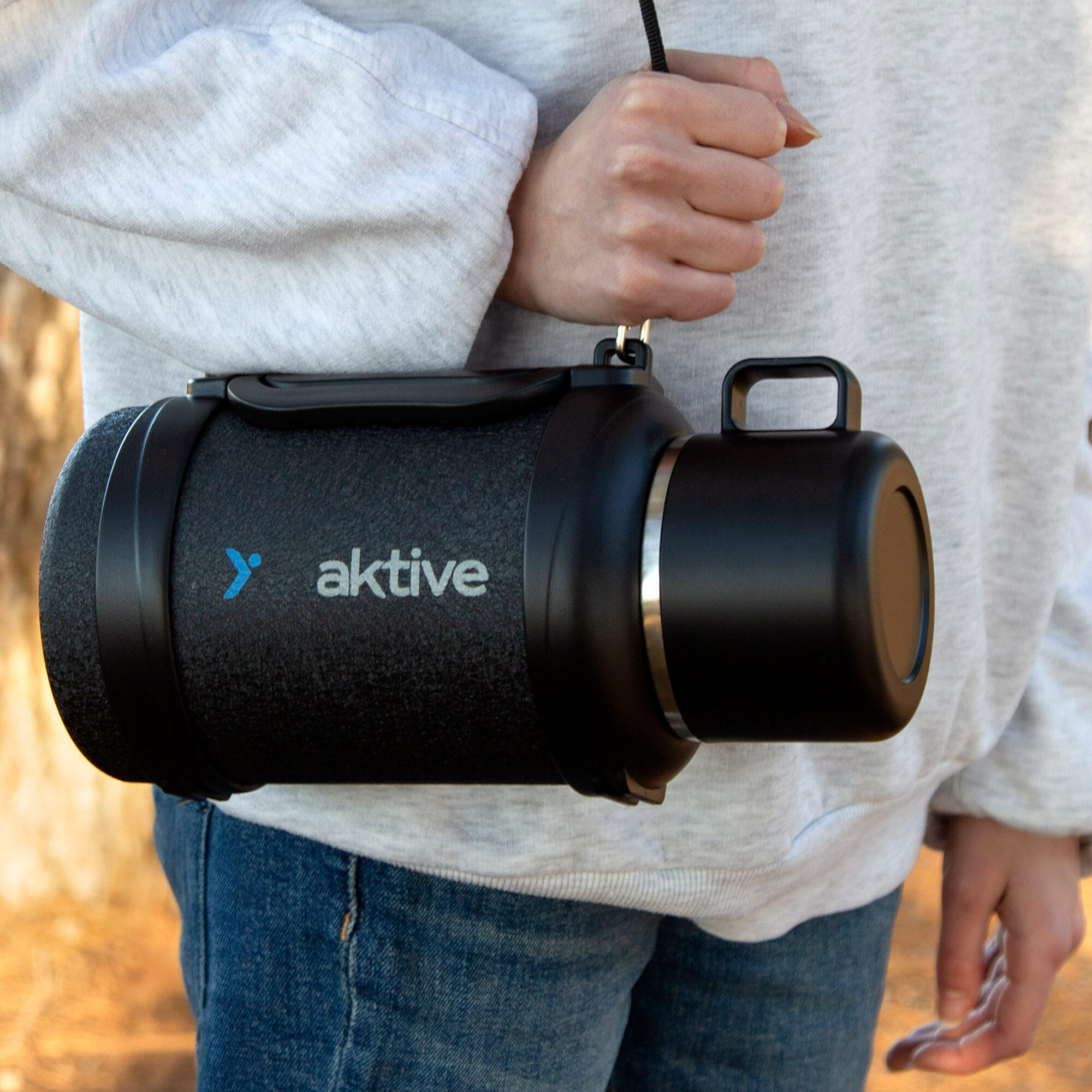 Bouteille thermos Aktive 14x13x26 cm 1,6L couleur noire acier inoxydable 7/7