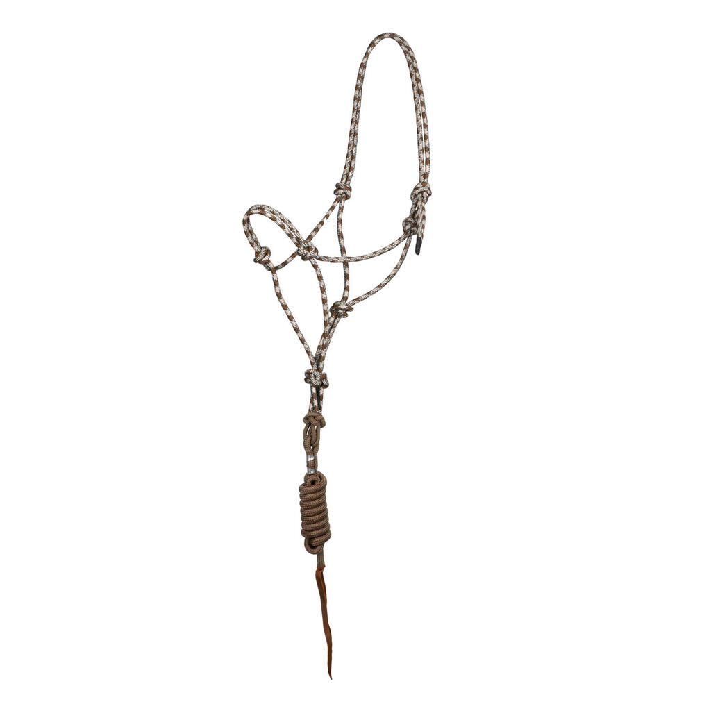 Knotted rope halter with lead