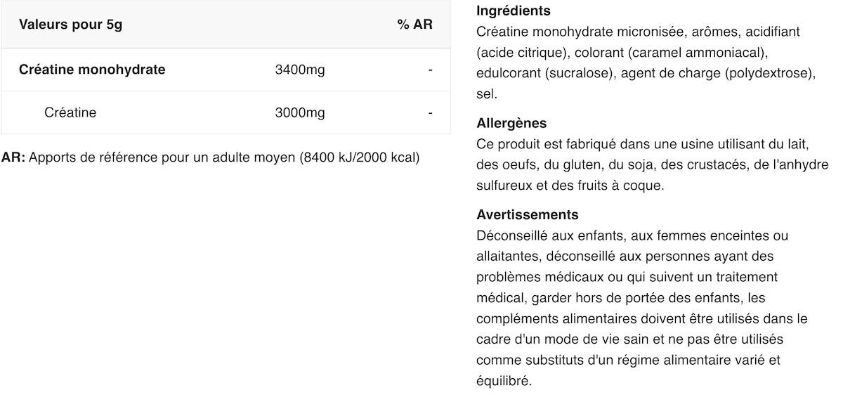 Créatine - 100% Creatine Monohydrate - Thé Glacé à la Pêche 300g 2/6