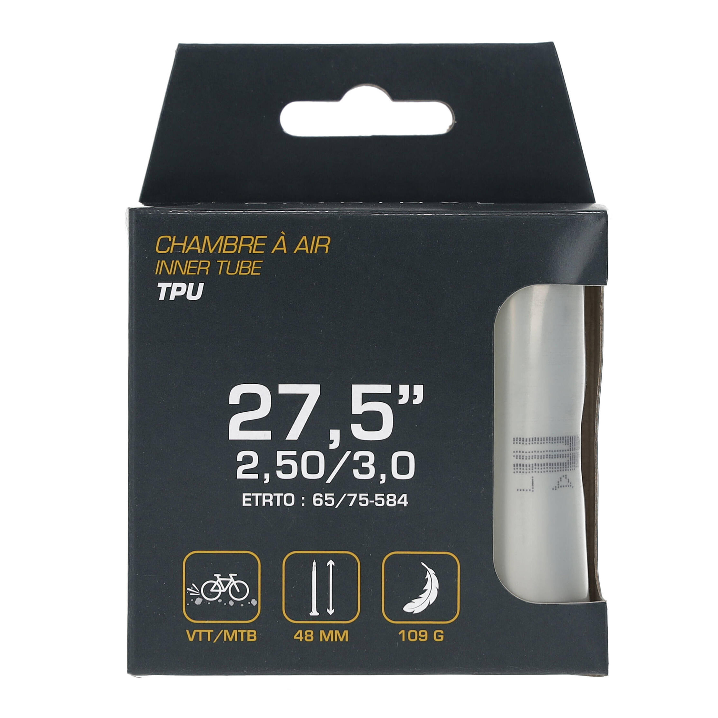 Lot de 2 Chambres à Air TPU VTT 27.5" – Ultra Légère 109 g – Valve Presta 48 mm 4/7
