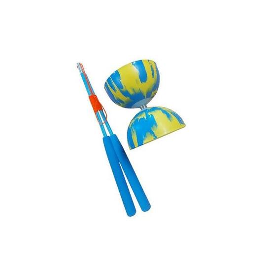 Diabolo Multicolore Bleu / jaune PLAY + baguettes bleu FiberGlass