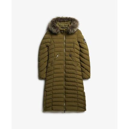 Lange Steppjacke mit Kapuze aus Kunstfell für Damen Superdry Fuji
