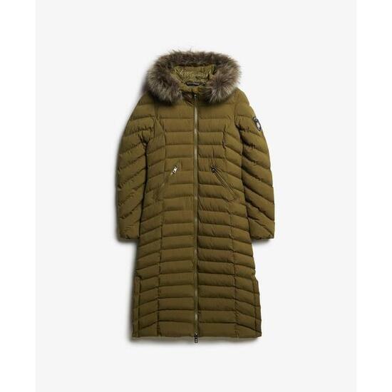 Lange Steppjacke mit Kapuze aus Kunstfell für Damen Superdry Fuji