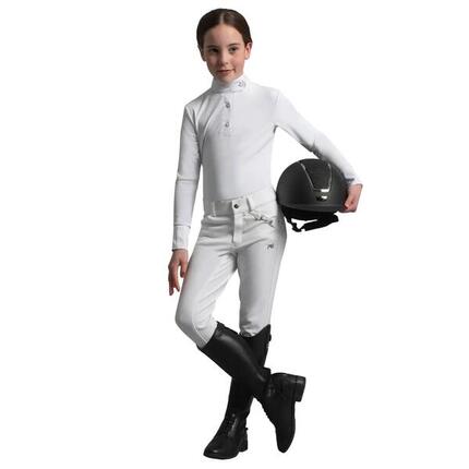 Polo d'équitation de concours manches longues en lycra fille Premier Equine Ross