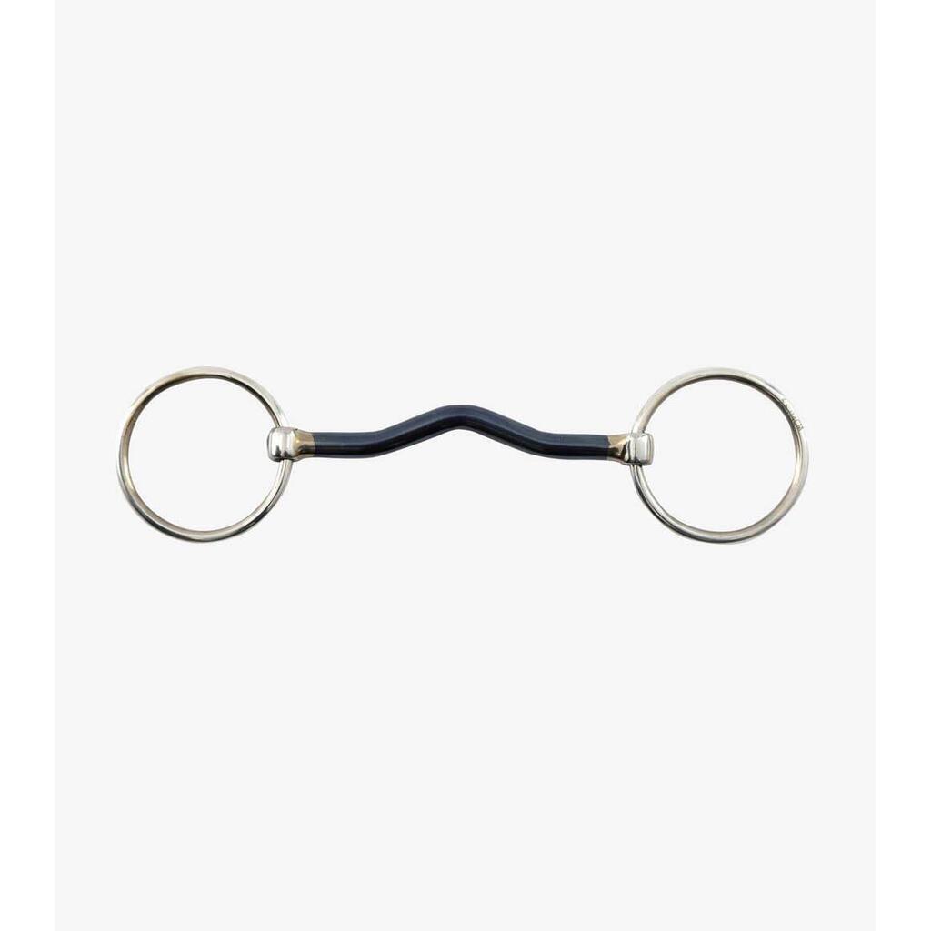 Straight curved blue horse shoe bit Premier Equine Sweet Iron