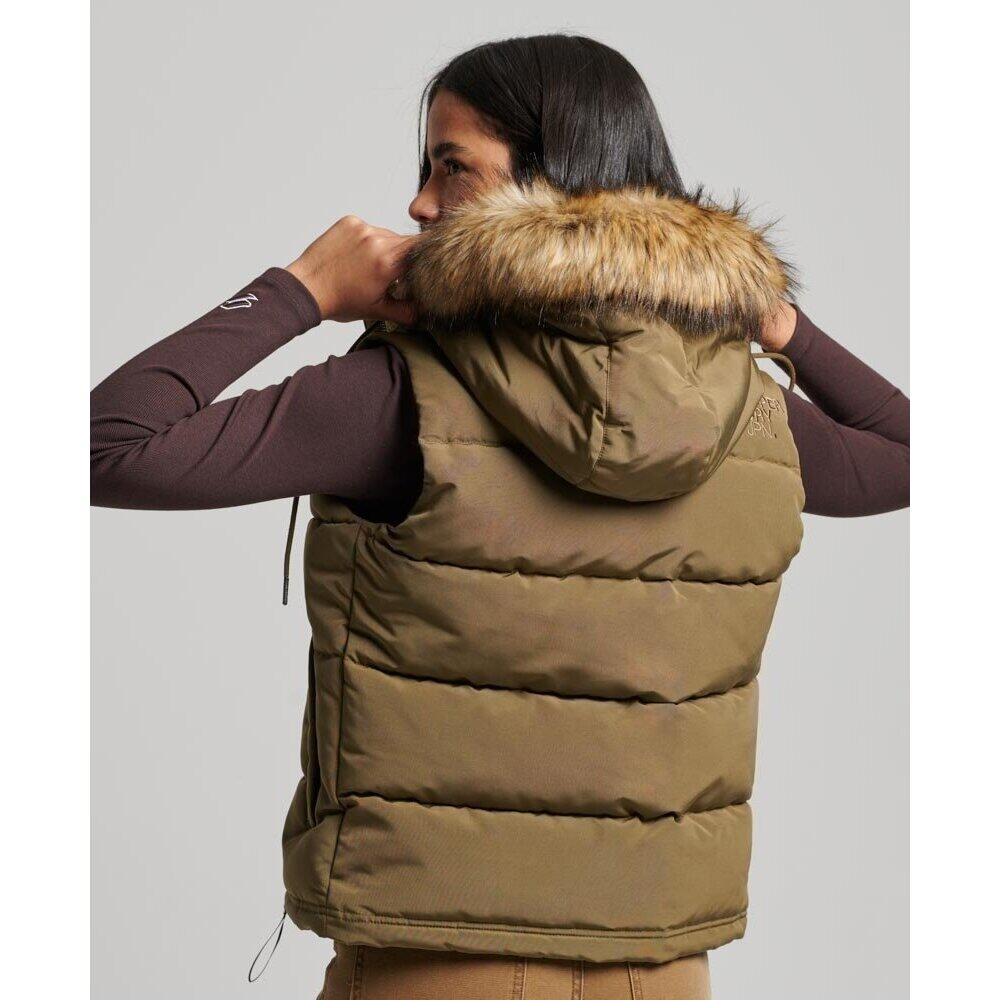 Gilet da donna con cappuccio in ecopelliccia Superdry Everest 3/6