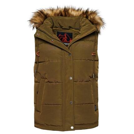 Chaleco de plumas de piel sintética para mujer Superdry Everest