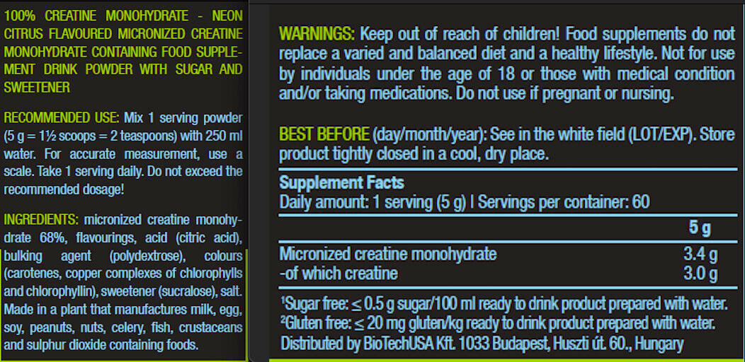 Créatine - 100% Creatine Monohydrate - Agrumes 300g 3/6