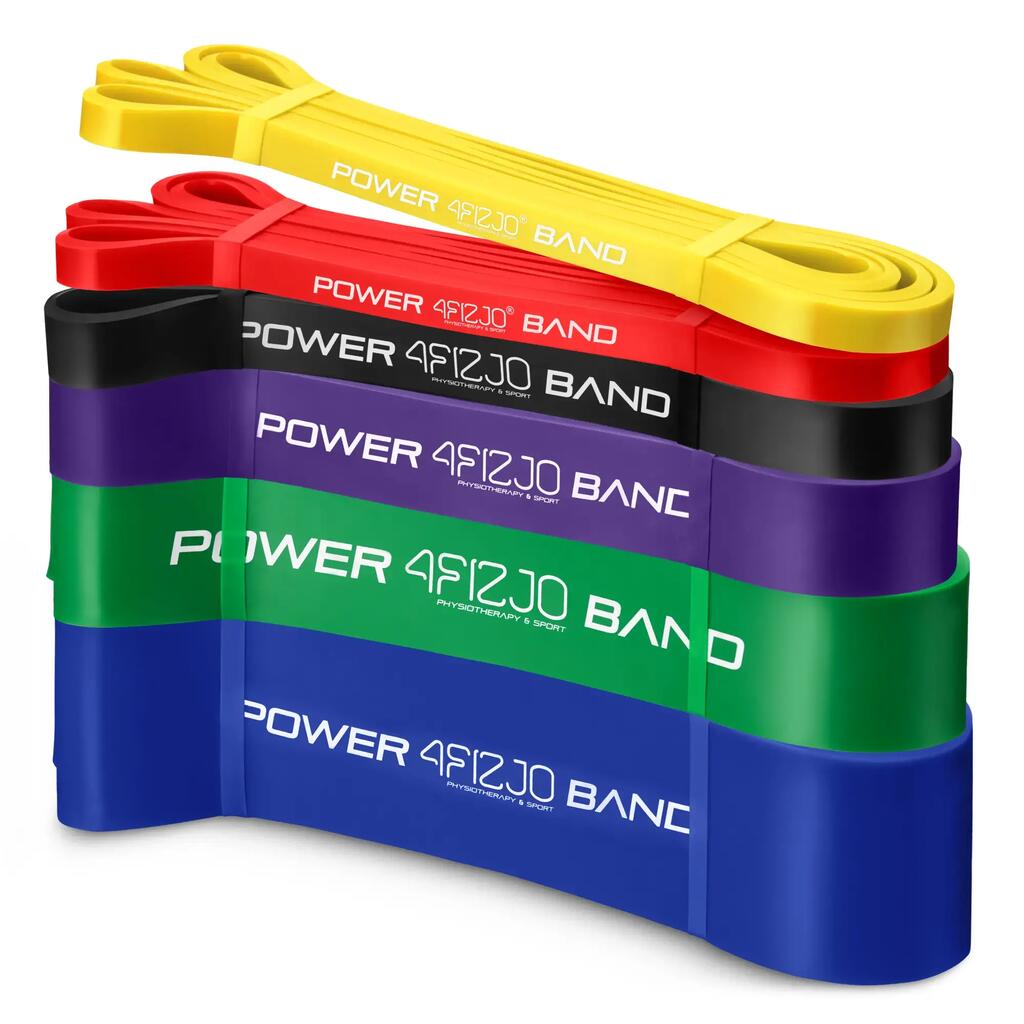 Фитнес ластици POWER BAND комплект 6 бр. латекс 208 см 1–45 кг