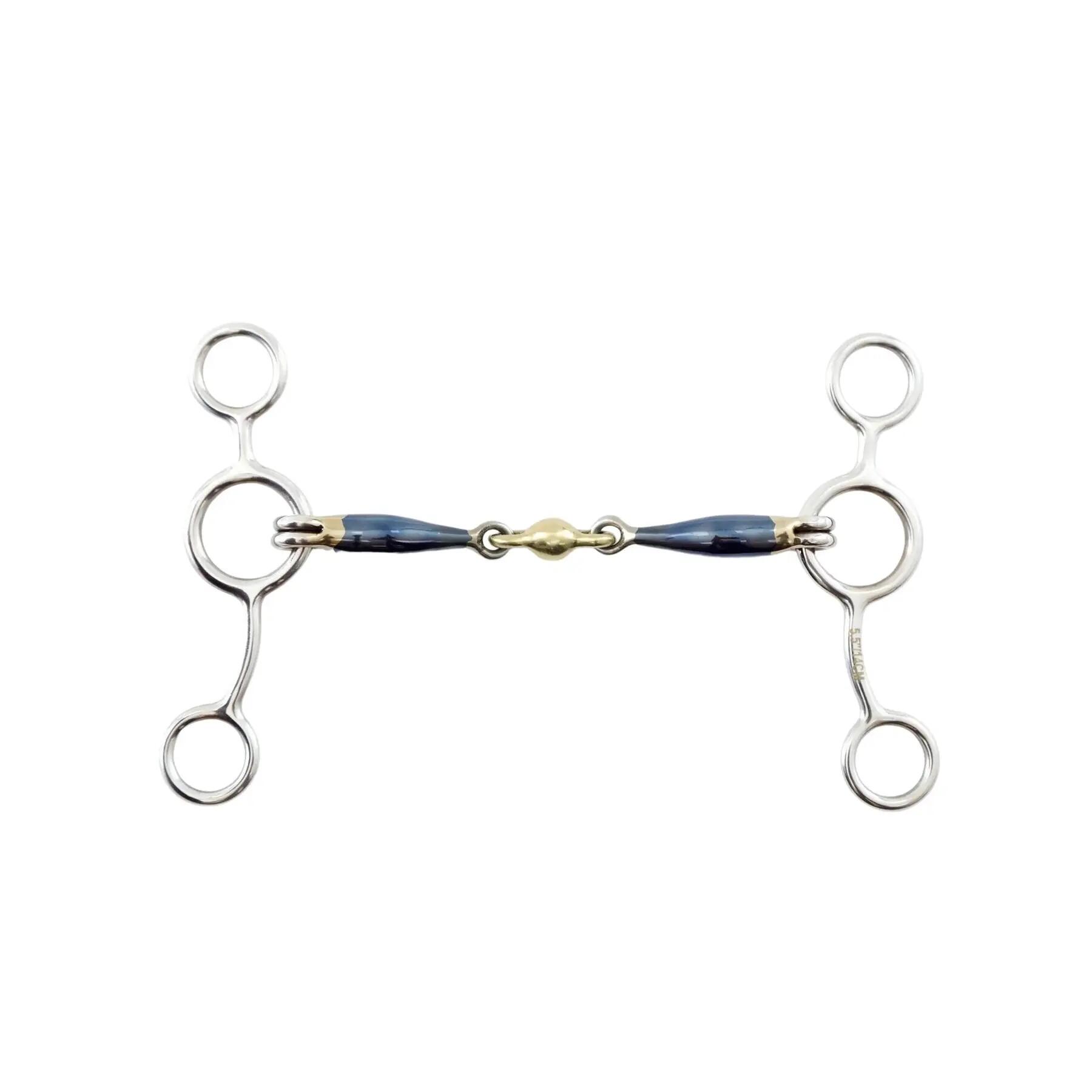 Ganascia pessoa double brisure en fer bleu pour cheval Premier Equine 1/1